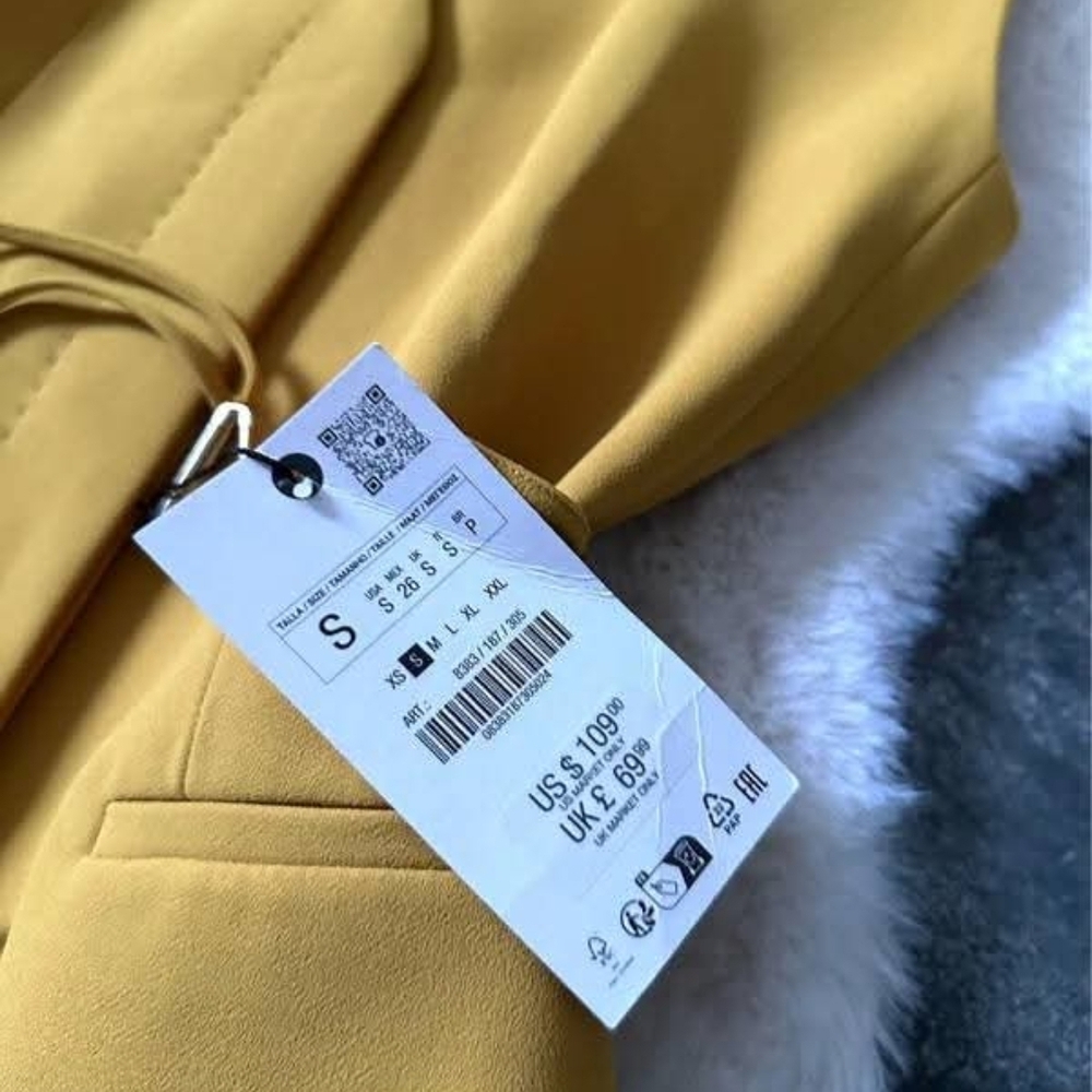 Zara Sleeveless V-Neck Mustard Dress with Waist Tie - Picture 2 of 10